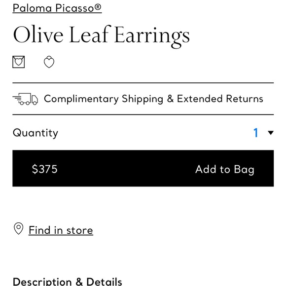 Tiffany Paloma Picasso Olive Leaf Earrings - Picture 2 of 7